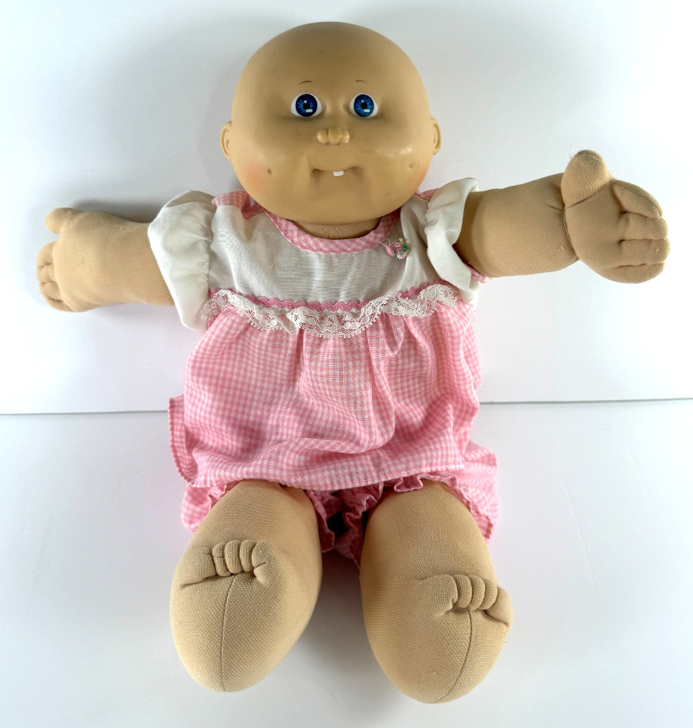 1985 Cabbage Patch Kid Coleco Bald Blue Eyes Head Mold #5 Single Tooth Vintage